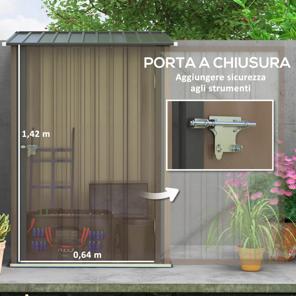 Casetta Box da Giardino Porta Attrezzi 100x103x160 cm in Acciaio Galvanizzato Marrone