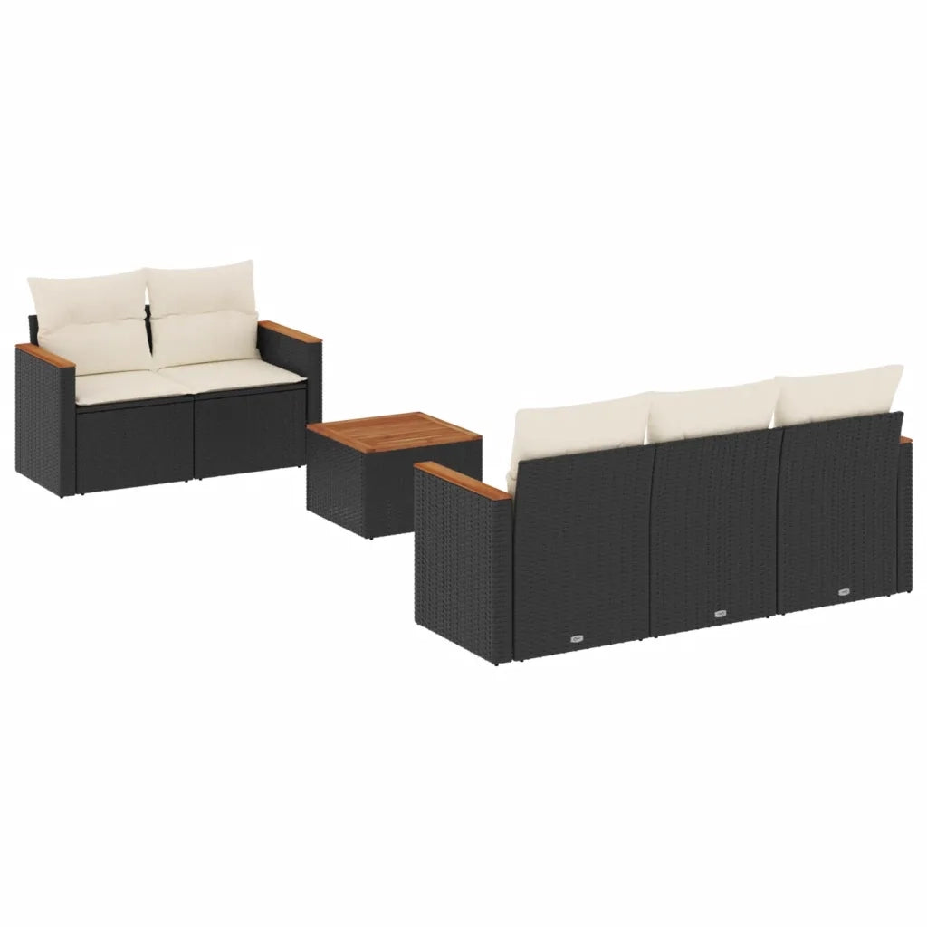 Set Divano da Giardino 6 pz con Cuscini Nero in Polyrattan 3225783