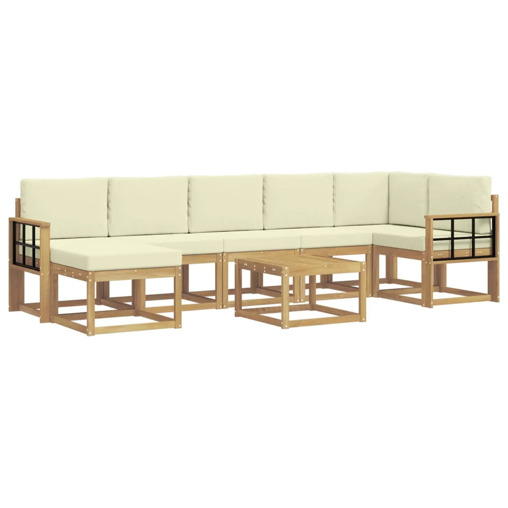 Set di divani da esterno 8 pcs Bianco e Crema Poliestere 3387989