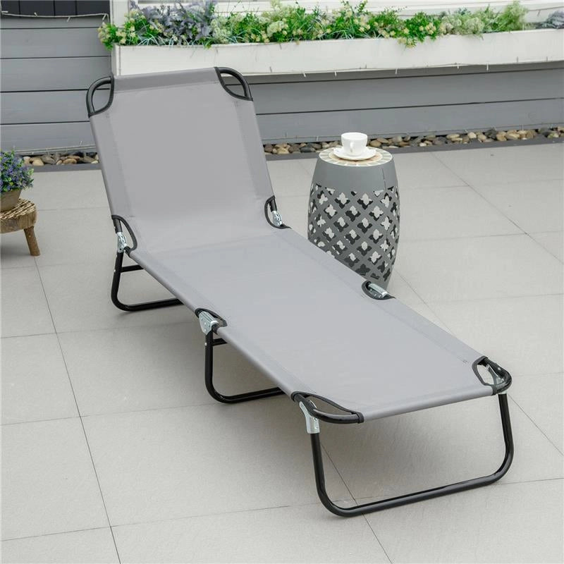 SDRAIO DA GIARDINO PIEGHEVOLE CON SCHIENALE REGOLABILE, ACCIAIO E TESSUTO OXFORD, 188X56X28CM, GRIGIO