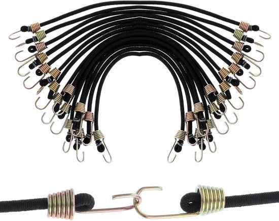 Pacco di 15 spanrubber con gancio per bagagli, carichi, vele di coperta.