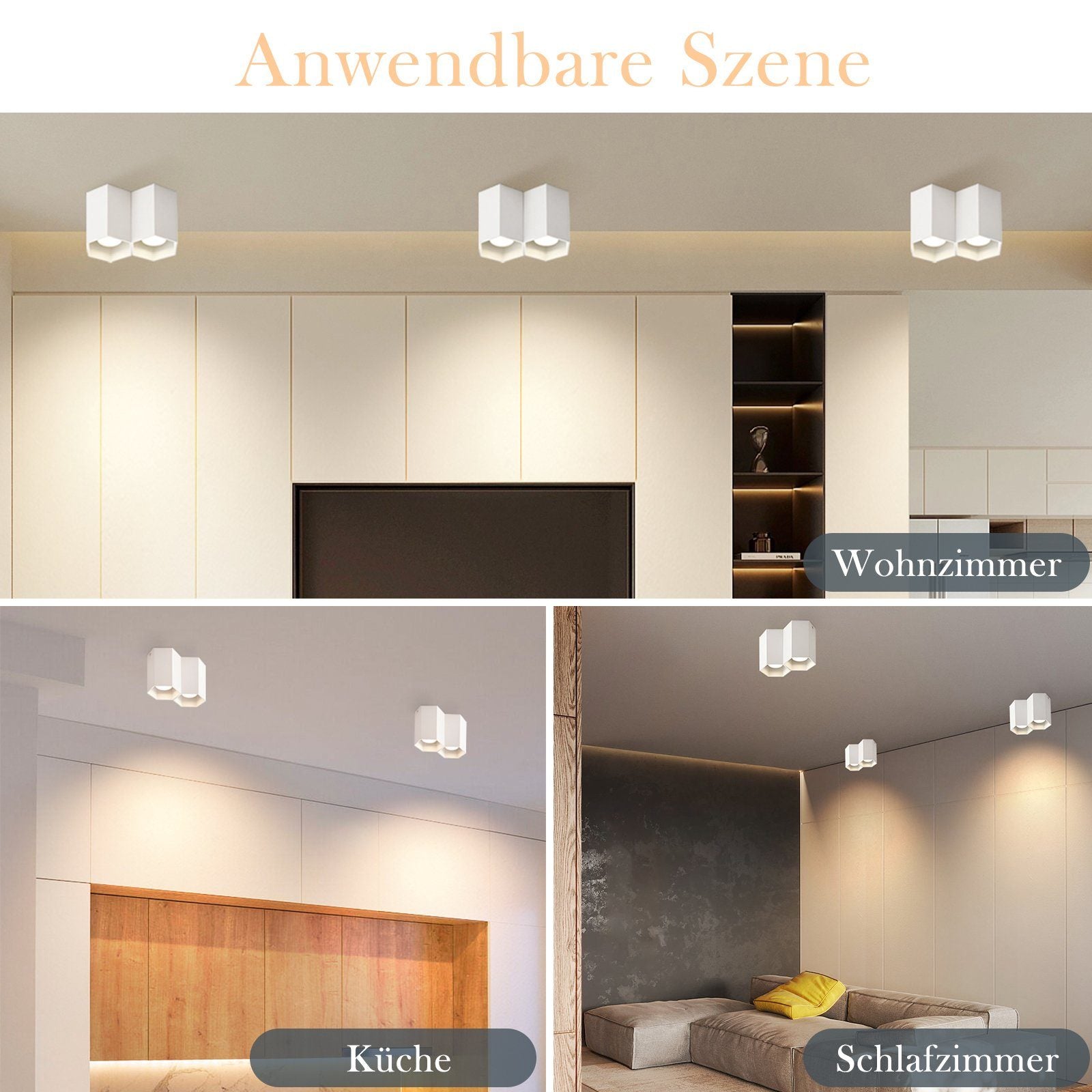 ZMH Faretto da soffitto bianchi 2 luci GU10 da superficie illuminazione moderna