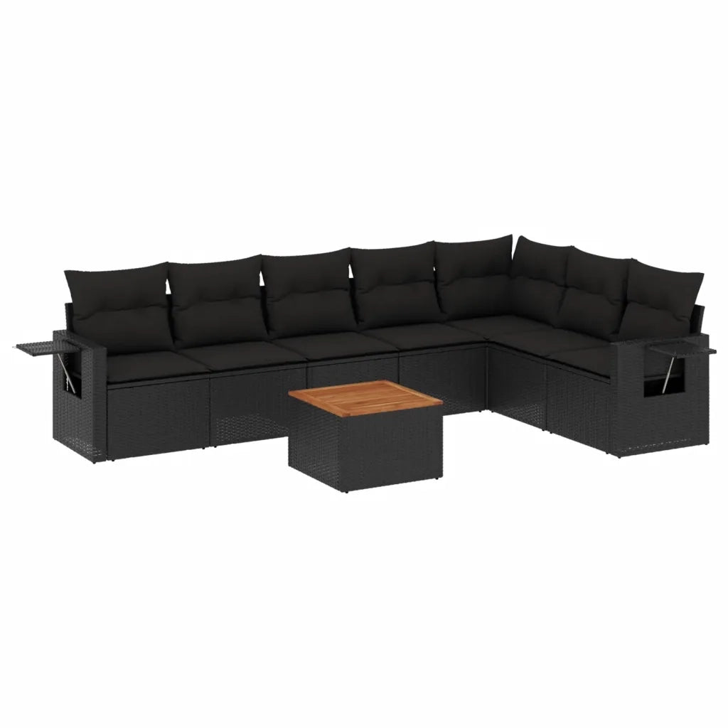 Set Divani da Giardino con Cuscini 8 pz Nero in Polyrattancod mxl 92839