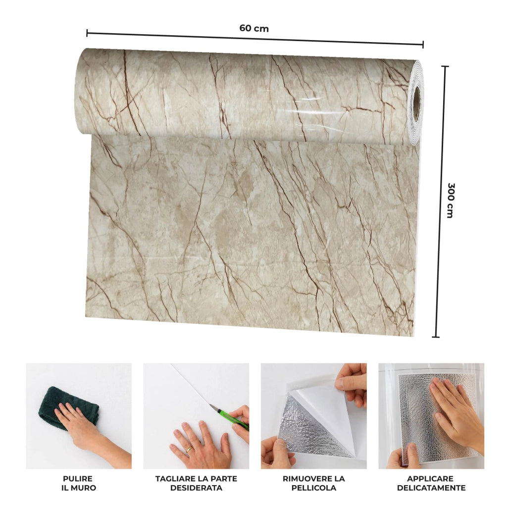 Carta Adesiva Da Rivestivmento 60x300 cm Pellicola Autoadesiva Impermeabile per Mobili, Pareti, Cucina, Tavoli e Top Cucina – Rivestimento Rimovibile per Superfici Lisce e DIY Disegno6