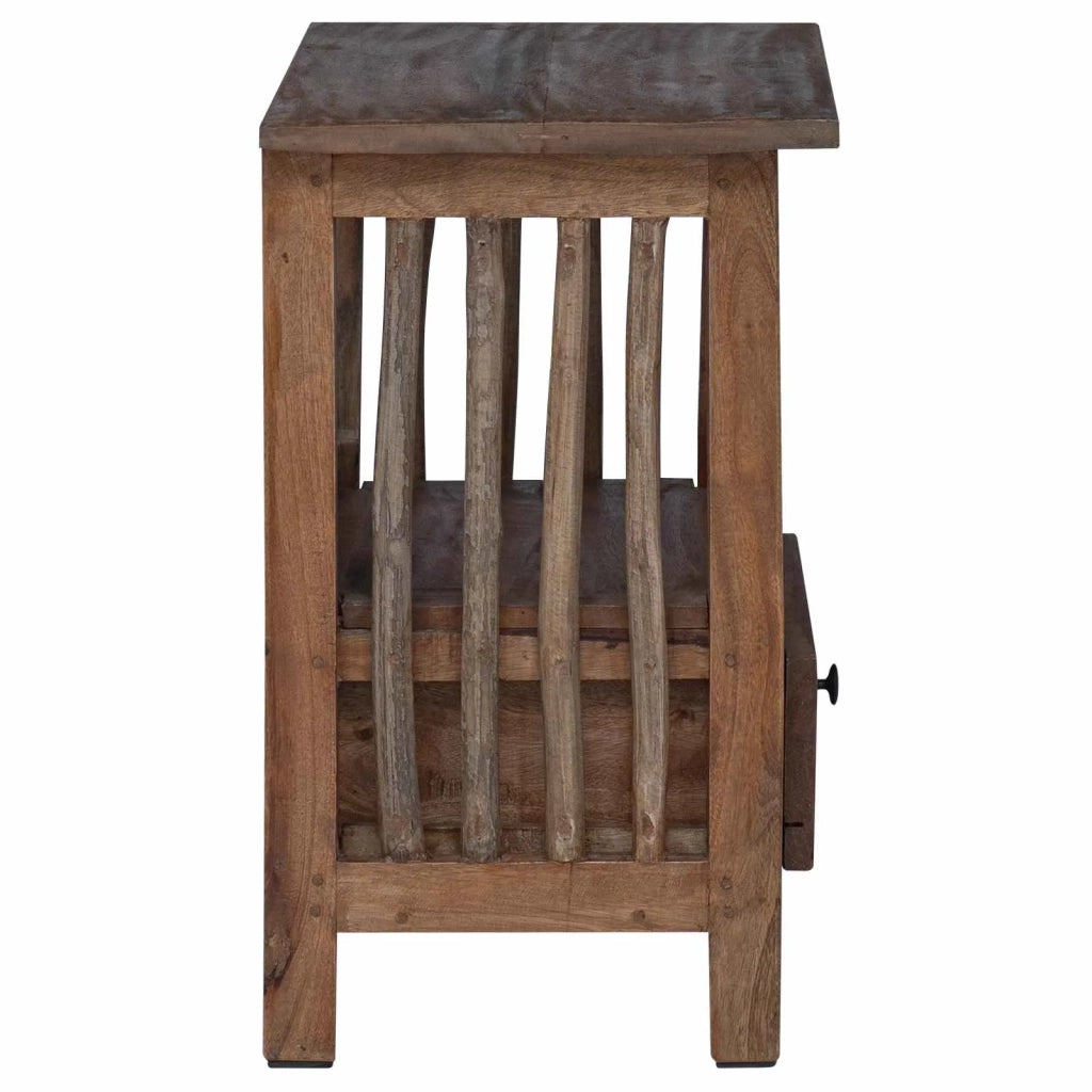 Comodino Marrone 30 x 30 x 47 cm Legno Recuperato Massello