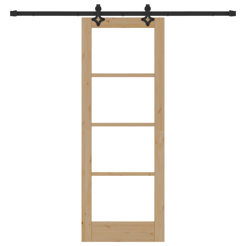 Porta Scorrevole  con Set Hardware "ORKDAL" in Legno Massiccio e Vetro
