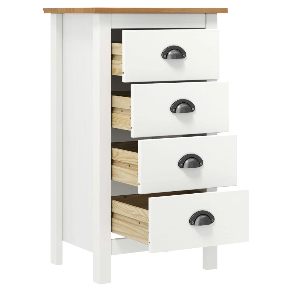 Buffet credenza cassettiera armadio mobile contenitore organizer per cucina soggiorno salotto Hill 46 x 35 x 80 cm legno massello di pino bianco 02_0035669