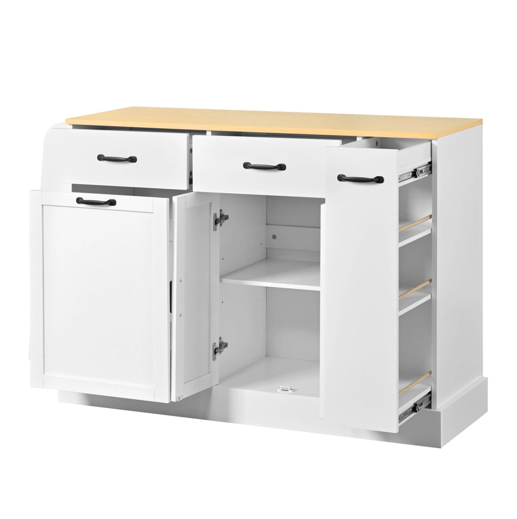 Credenza bianca e naturale in MDF con ante; cassetto e ripiani regolabili