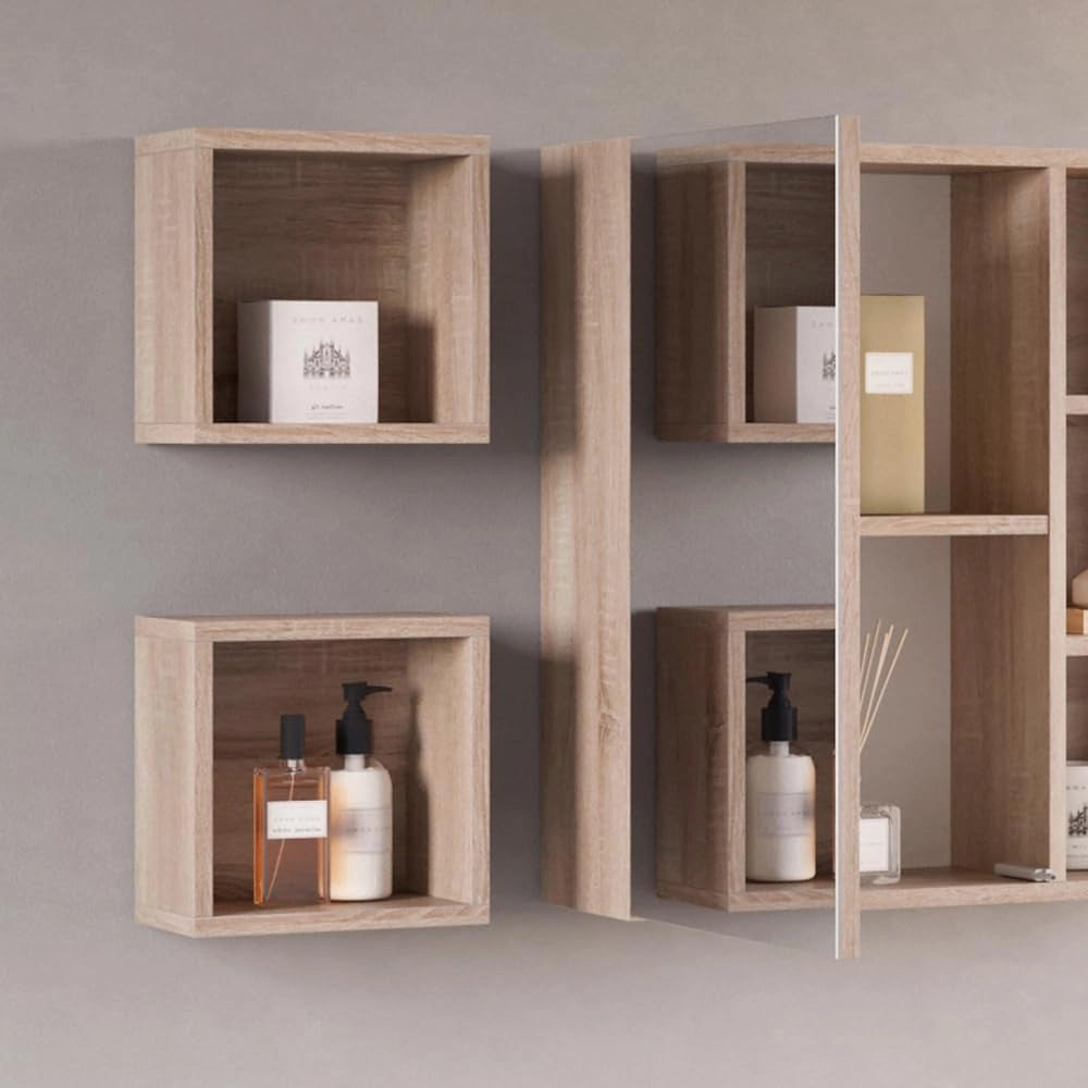 Mobile bagno Senyo, Sonoma, 25 x 25 cm Set di 2, adatto al montaggio a parete e combinabile con mobili Senyo