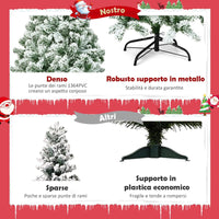 Albero di Natale 135/180/225 cm, Albero di Natale Innevato in PVC, Albero di Natale Artificiale con 400/928/1364 Rami Folti e Realistici e Base di Metallo, Verde (225 cm)
