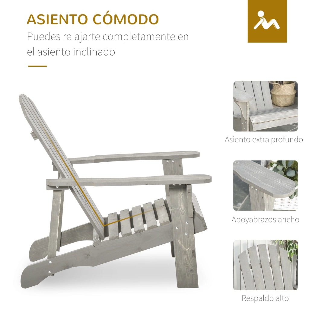 Sedia da giardino Adirondack ¨C zephmum ¨C grigio chiaro 78x89x88 cm