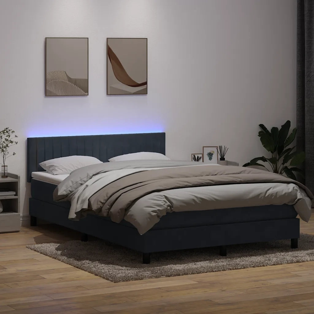 Letto a Molle con Materasso e LED Grigio Scuro 160x210 cm Velluto 3317080