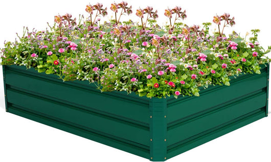 Letto da Giardino Rialzato in Acciaio, Fioriera da Esterno in Metallo per Fiori, Erbe, Piante e Verdure, Fioriera Elevata da Giardino, Cortile e Prato (120 x 90 x 30 cm)