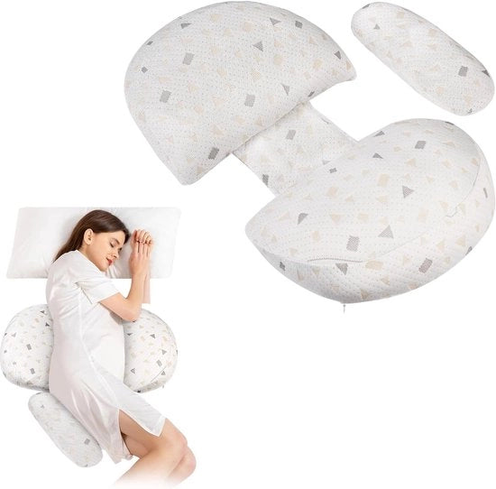 Cuscino di supporto per la gravidanza a forma di V, cuscino per dormire a forma di U, cuscino a forma di V con doppia imbottitura in cotone per adulti, cuscino da letto per donne con supporto per la schiena, le anche, le gambe.
