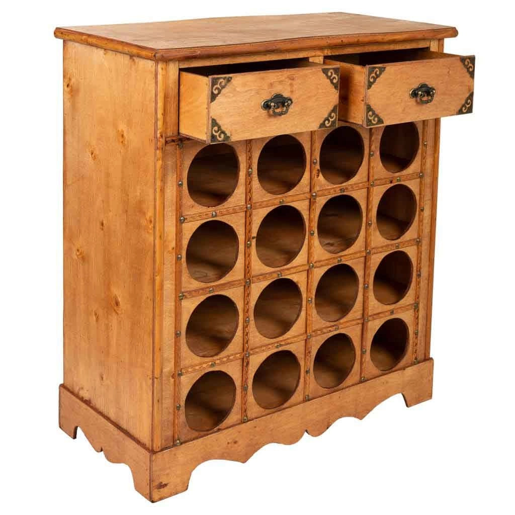 Mobile portavini in legno color miele 63x31x69,5h