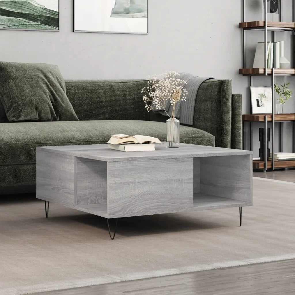 Tavolino salotto | Tavolino da caff¨¨ | Tavolino da Soggiorno Grigio Sonoma 80x80x36,5 cm Legno Multistrato