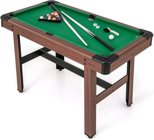 Tavolo da Biliardo, Tavolo da Gioco Biliardo in Legno con Set di Palline 2 Steccette 2 Gessi Triangolo Spazzola, Mini Tavolo da Biliardo per Sala Giochi bar Palestra, 122x61x76 cm