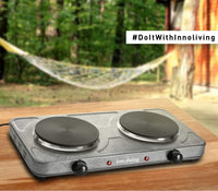 Innoliving Piastra Elettrica Doppia INN-748 con Diametro Piastre 15,5cm, 5 Livelli di Regolazione Temperatura