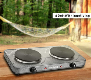 Innoliving Piastra Elettrica Doppia INN-748 con Diametro Piastre 15,5cm, 5 Livelli di Regolazione Temperatura