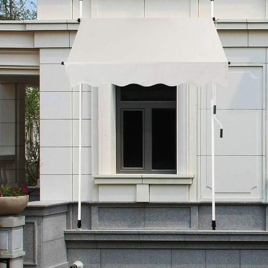 Tenda da Sole per Esterno, Tenda da Sole a Bracci Estensibili con Struttura Telescopica e Tessuto Resistene ai Raggi Solari, Regolabile in Altezza e in Angolazione (150 x 120 cm Beige)