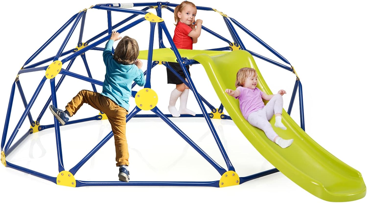 Cupola di Arrampicata, Struttura per Arrampicata con Scivolo, Capacità di Carico di 180 KG, per Bambini da 3 a 10 Anni, Ideale per Palestra, Cortile e Giardino (Stile 2 Verde)