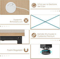 Scrivania Angolare per Computer con Supporto per Monitor, Scrivania Porta PC in Legno, Scrivania Salvaspazio e Moderna per Ufficio e Studio, 242 x 60 x 75 cm (Naturale)