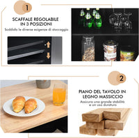 Carrello Cucina con Ruote, Carrello di Servizio con 2 Cassetti e Portaspezie, Portasciugamani e 2 Porte, Ideale per Casa Ristorante e Bar, 88x45x89,5 cm (Nero)