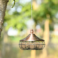 Mangiatoia Uccelli per Giardino da Appendere, Interno e Esterno, in Plastica e Acciaio Inox, Forma di Lampada, 17x17x14cm