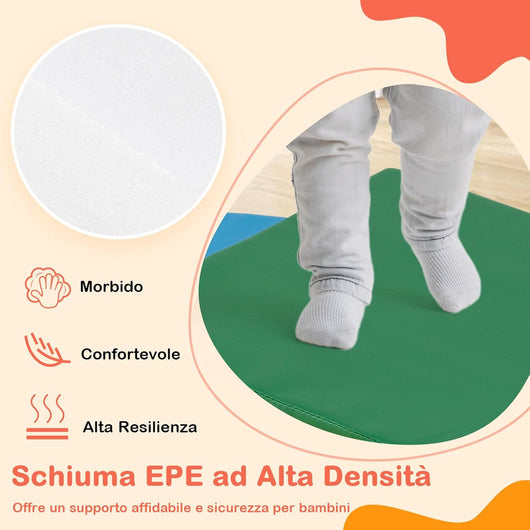 Set 7 Blocchi in Schiuma per Bambini, Set Gioco da Arrampicata con Rivestimento Rimovibile in Pelle Artificiale, Blocchi di Costruzione Morbidi per Bambini da Interno, Multi-Colore