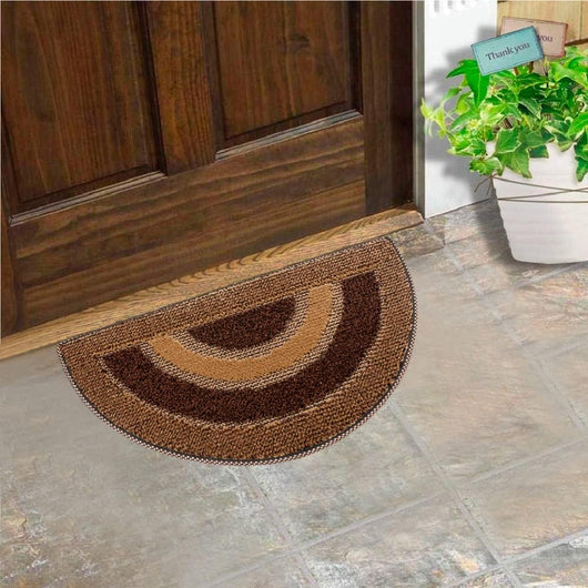 Zerbino Ingresso Semiluna Asciugapassi Assorbente Antiscivolo Vellutato Made In Italy Marrone
