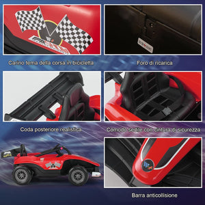 Macchina Elettrica per Bambini, Veicolo elettrico 12V con Telecomando e Batteria Ricaricabile, Musica e Luci LED, Velocità 2-5km/h, per Bambini da 3-7 Anni (Rosso)