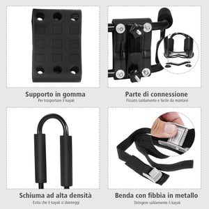 4 Pezzi Supporto da Portapacchi per Auto Porta Kayak per Tetto dell'Auto a Forma U con 4 Cinghie Incluse