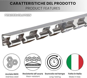 Supporto Acciaio Inox lunghezza 1,96m per Strisce PVC Trasparente - Tende per Magazzini, Celle Frigorifere e Ambienti Interni