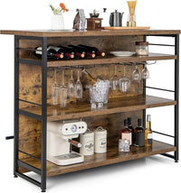 Isola per Cucina con Ampio Piano di Lavoro, Mobile da Cucina con 3 Ripiani Aperti, Poggiapiedi e Piedini Regolabili, Struttura in Metallo, per Cucina, Soggiorno, 120 x 60 x 101cm (Marrone)