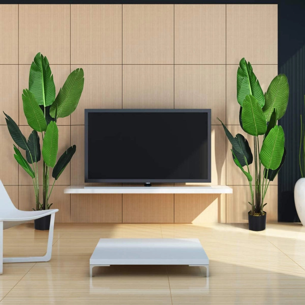 Pianta Finta da Interno da 160 cm, Palma Tropicale Artificiale in Vaso con Tronco Resistente e Foglie Realistiche, Pianta Artificiale da Interno ed Esterno