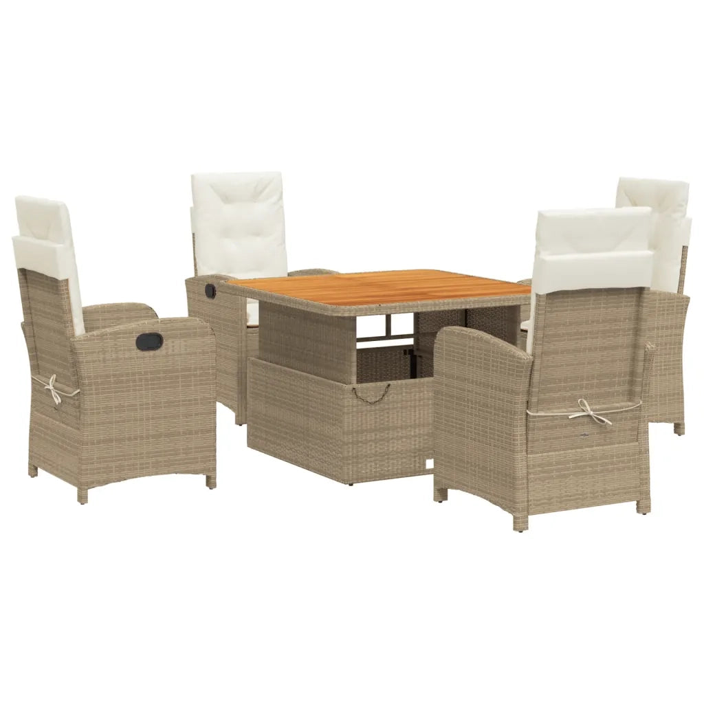 Set da Pranzo da Giardino 5 pz con Cuscini Beige in Polyrattancod mxl 89442