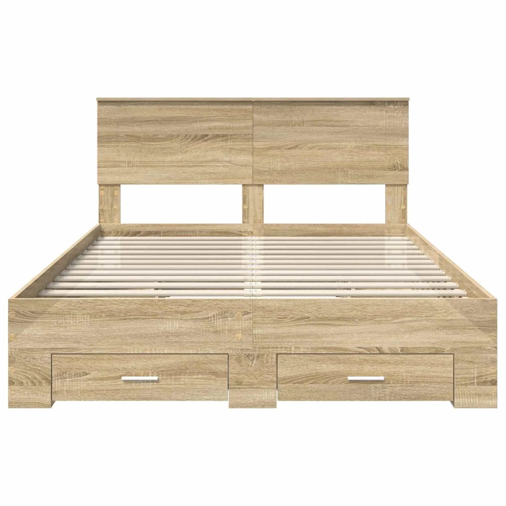 Struttura del letto con testiera Rovere Sonoma 140 x 190 cm 3408256