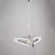 Sospensione con diffusore taglio laser in ferro laccato bianco e rifiniture cromo lucido con decorazione argento antico e cavo elettrico regolabile 1 luce