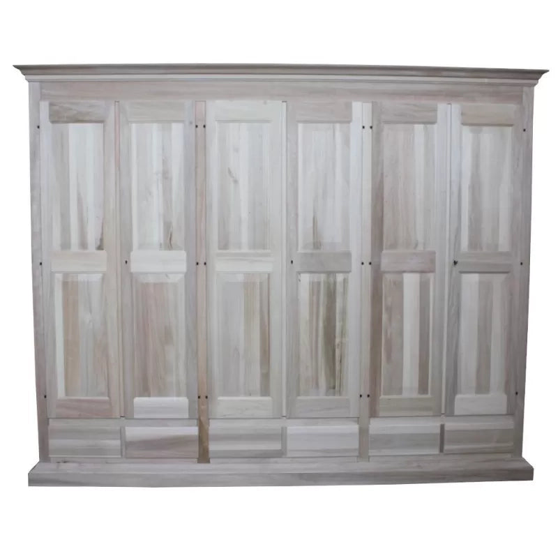 armadio classico 6 porte 6 cassetti legno grezzo  300x61x240 (685) - Mobili 2G