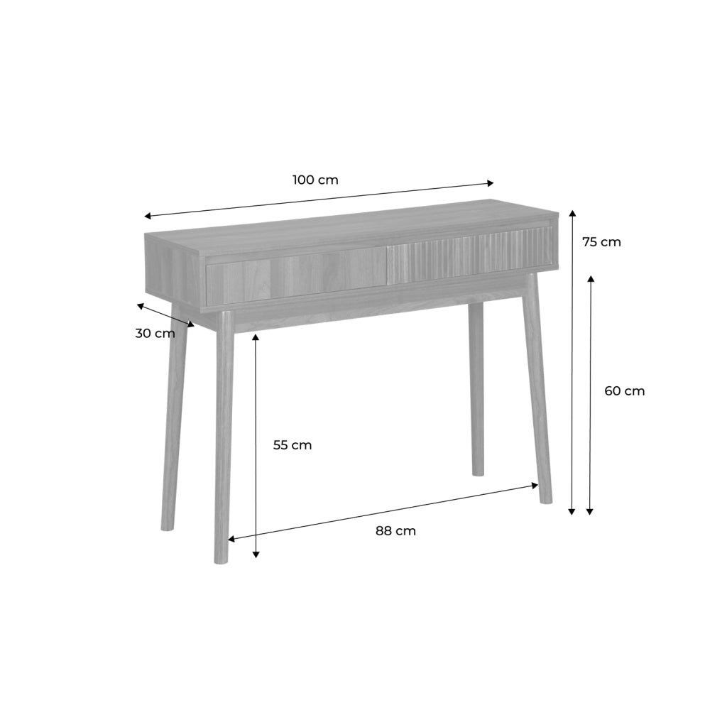 Consolle effetto legno 2 cassetti, 100cm, marrone naturale
