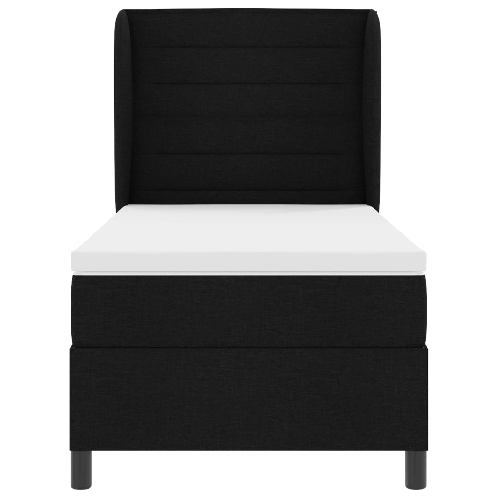 Letto Box Spring con Materasso - Nero, 90x190 cm, Tessuto
