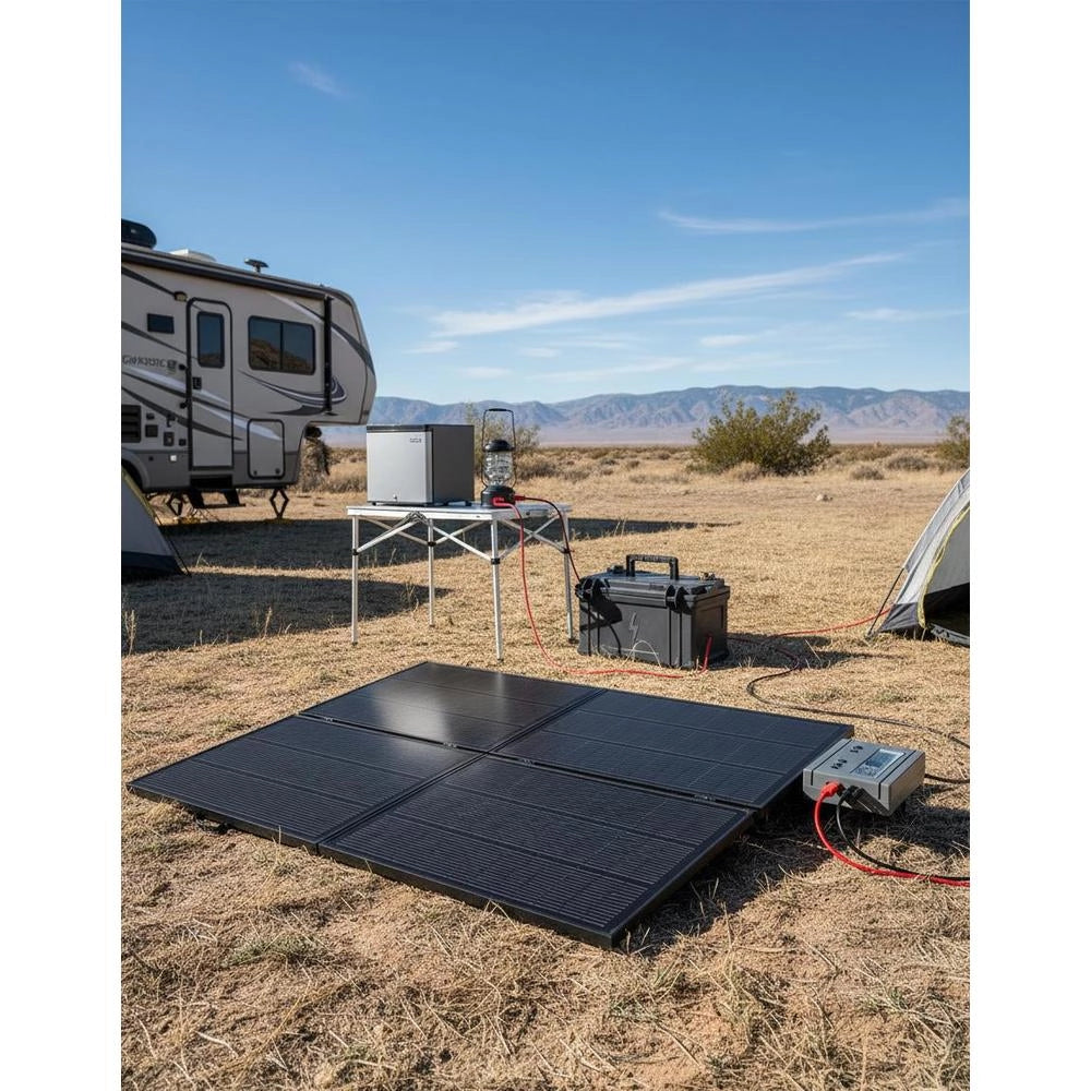 Foldable 200W Solar Panel, Portable Monocrystalline Solar Module With 30A PWM Controller, MC4 Output & Frame, 23% High Efficiency, IP67 Waterproof For Camping, Hiking & RV Travel