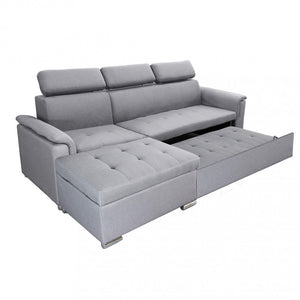 Divano Letto Derrick 234x148x84 cm in Tessuto Grigio chiaro