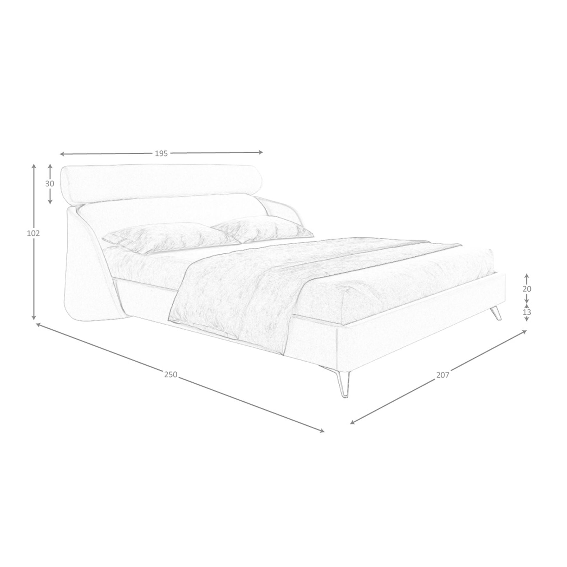 Letto in tessuto grigio chiaro