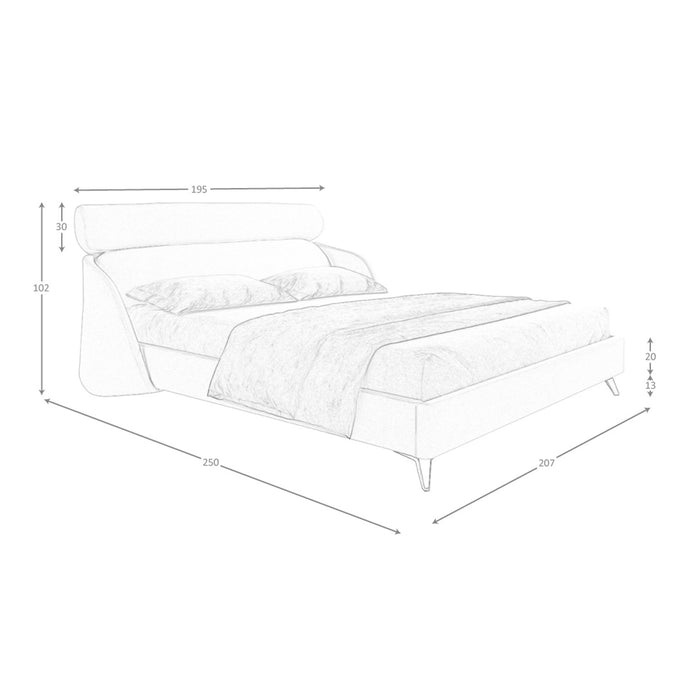 Letto in tessuto grigio chiaro