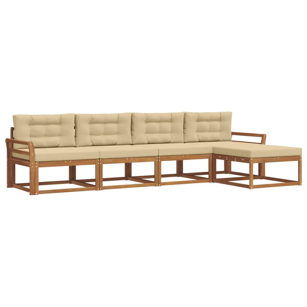 Set di divani da esterno con cuscino 5 pcs Naturale e Beige 3367441