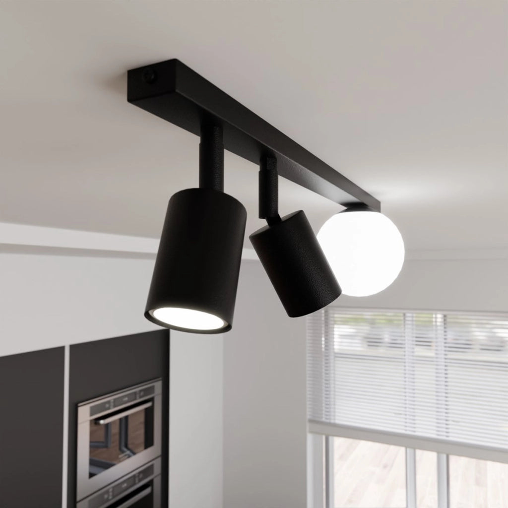 Lampada a sospensione Baster in acciaio nero opaco e vetro