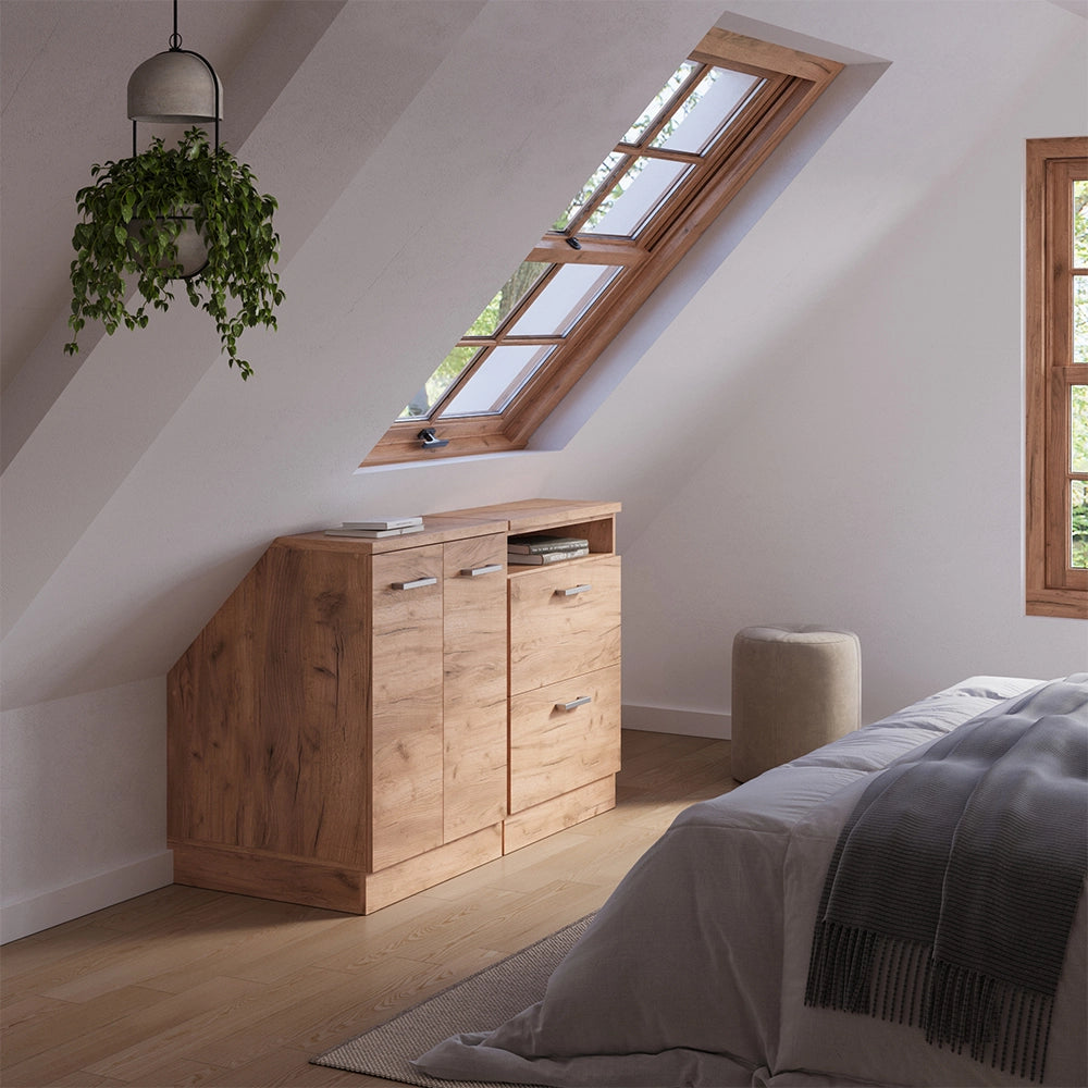 Set di mobili sottotetto Rion Rovere dorato/Rovere dorato 120 cm Set di 2 carcasse armadio profondità 60 cm Vicco