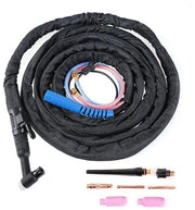 Set di torce TIG raffreddate ad acqua WP18 con laccio laser Klutch, porta europea, capacità di raffreddamento a gas, torce TIG integrata con laccio elastico, testa flessibile (#01 4m)