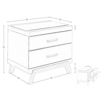 Comodino in similpelle, noce con piano in vetro nero